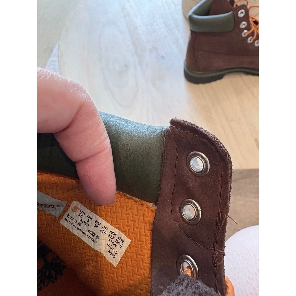 Timberland 6 Inch Waterproof Boot Boys 5.5 Brown NWT Nubuck Leather Gorpcore